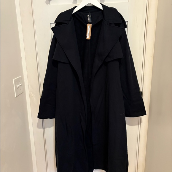 NWT SKIMS Black Boyfriend Trench Coat - Picture 1 of 11